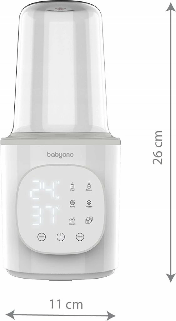 Ngrohës shisheje dhe sterilizues qumështi elektronik BabyOno 6-në-1 ONO-52483 200W, i bardhë, set me kapak + shportë + gotë matëse 80 ml