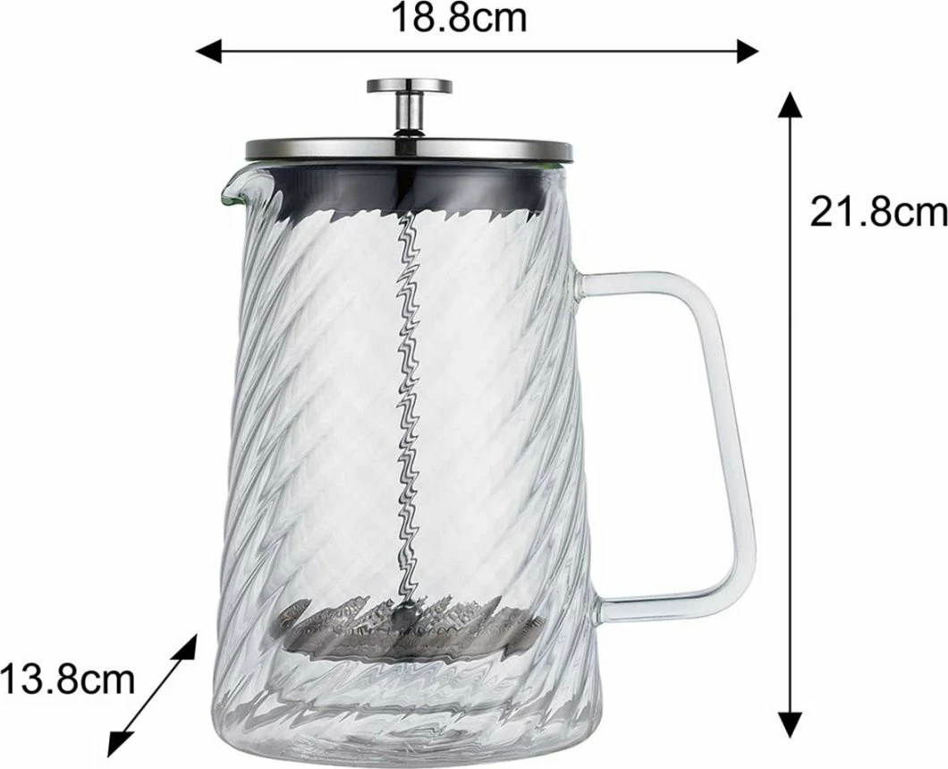 Infuzor me piston French press Klausberg KB-7764 1000 ml, xham borosilikat, dy-murësh, kapak rozë ari