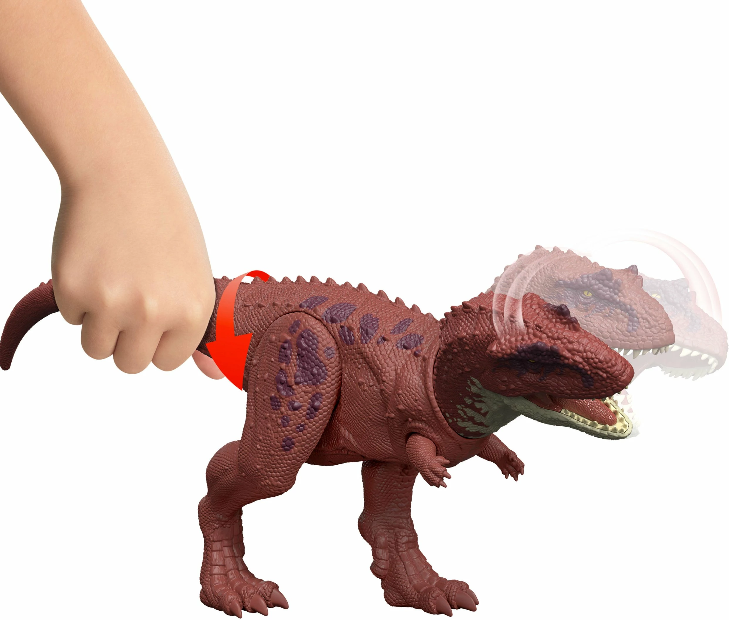 Figurinë dinosauri Mattel Jurassic World Rebirth Aucasaurus Wild Roar JGB88 32.5 cm, kafe e kuqërremtë