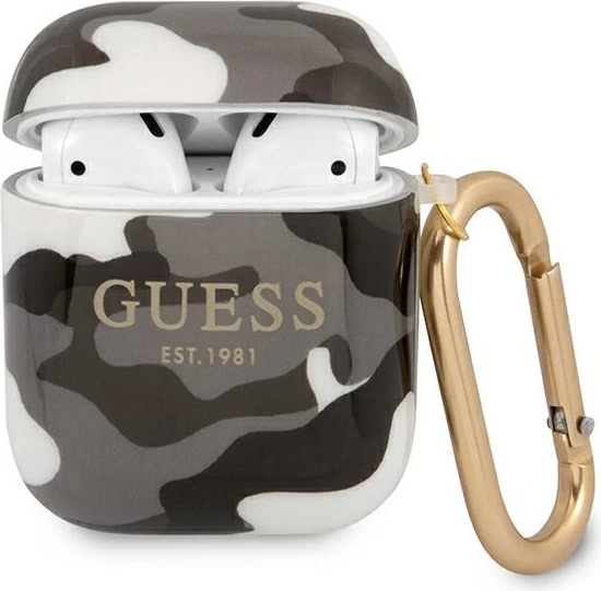 Mbështjellës Guess GUA2UCAMG për AirPods 1/2, Camouflage, i zi