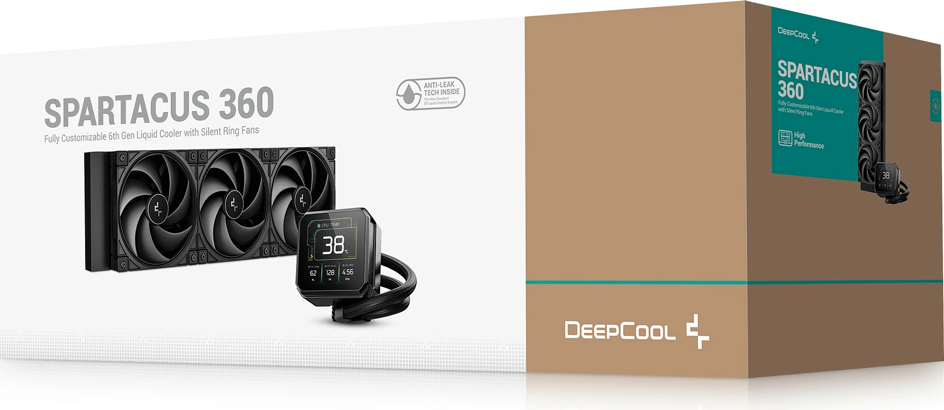 Ftohës CPU me lëng DeepCool Spartacus 360, radiator 360mm, 3x120mm, RGB, ekran 3.4" TFT, i zi