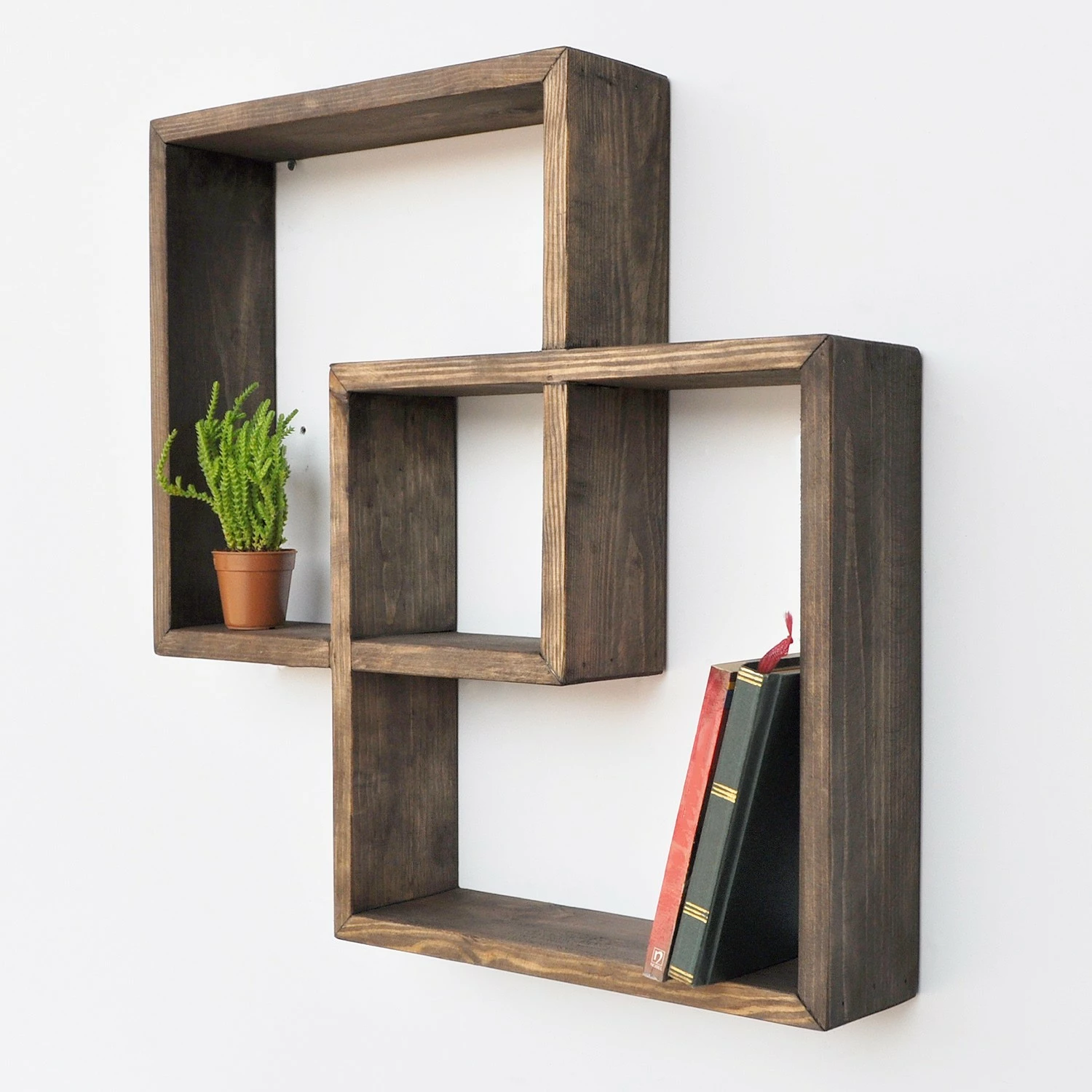 Raf muri Hanah Home, Raf045, ngjyrë arre, dru bredhi, 51x51x9cm