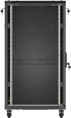 Kabinet rack LANBERG 19" 22U 600x1200, në këmbë, derë me xham, i zi
