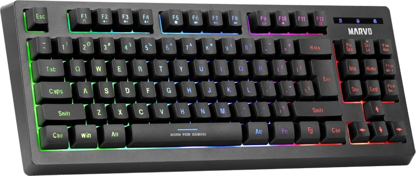 Tastierë gaming Marvo K607, RGB, me kabllo, 87 taste, e zezë