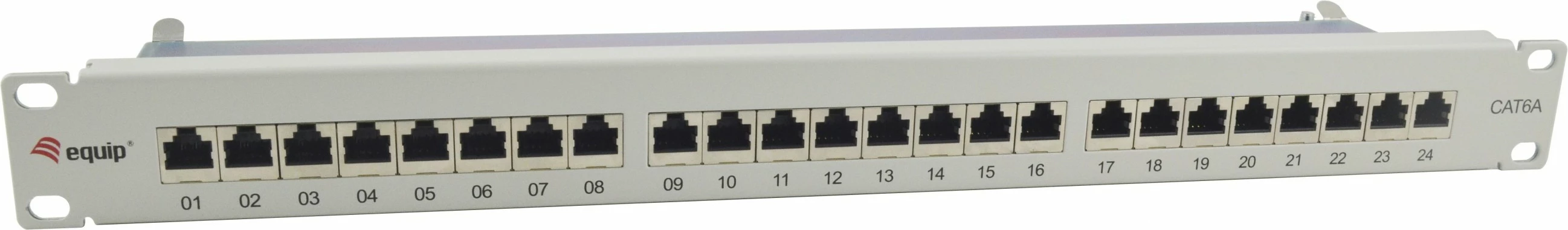 Patch panel Equip 24-port Cat6a, 1U, rackmount, gri