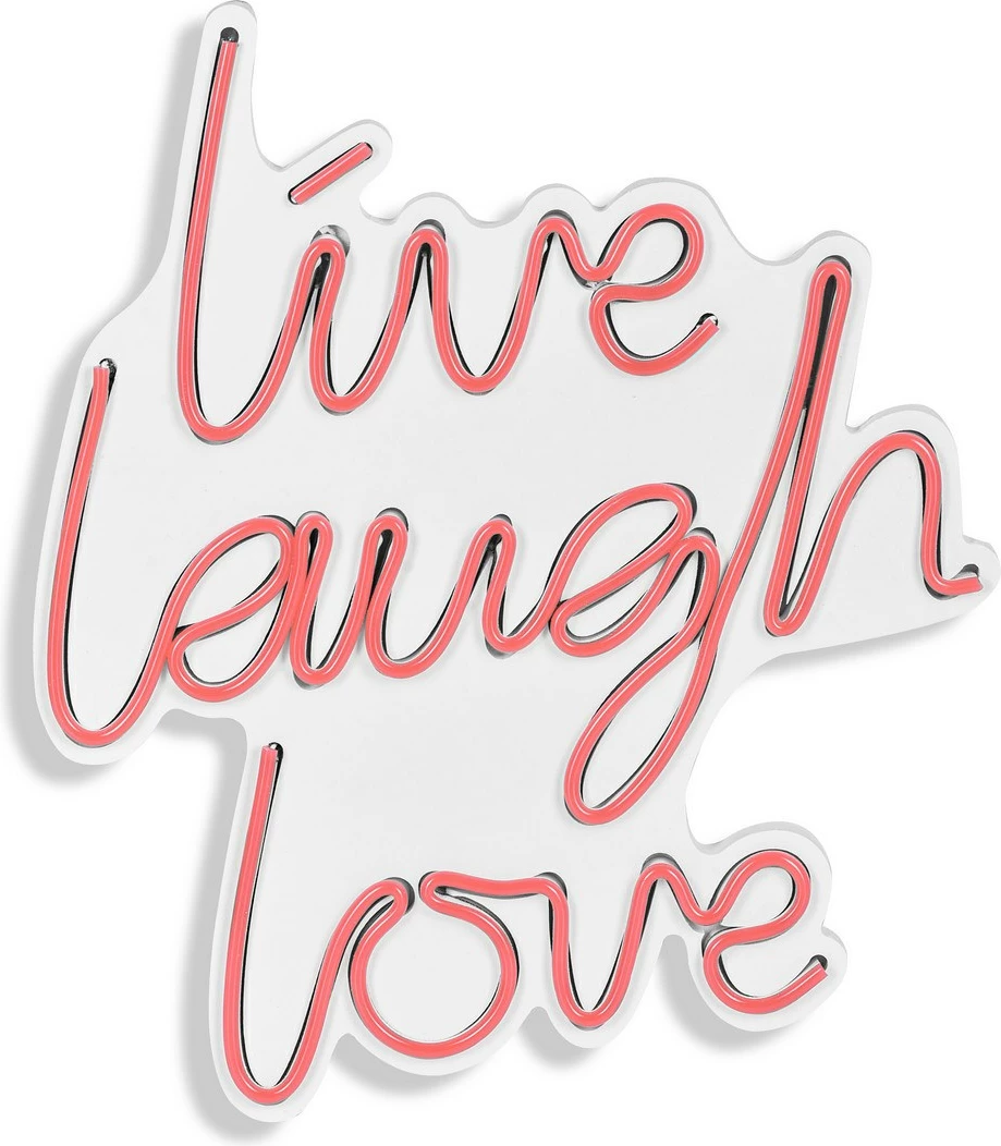 Dekor dritash LED plastike, 'live laugh love', ngjyrë rozë