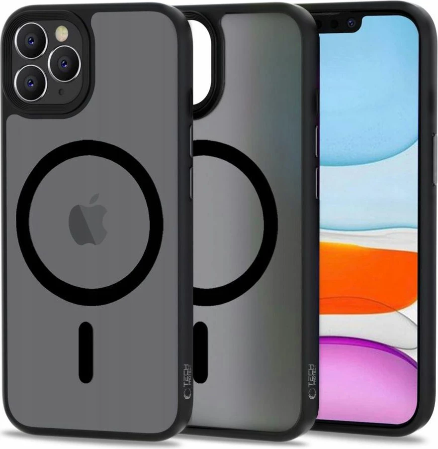 Mbështjellës Tech-Protect MagMat për iPhone 11 Pro, MagSafe, gjysmë-transparent, zi