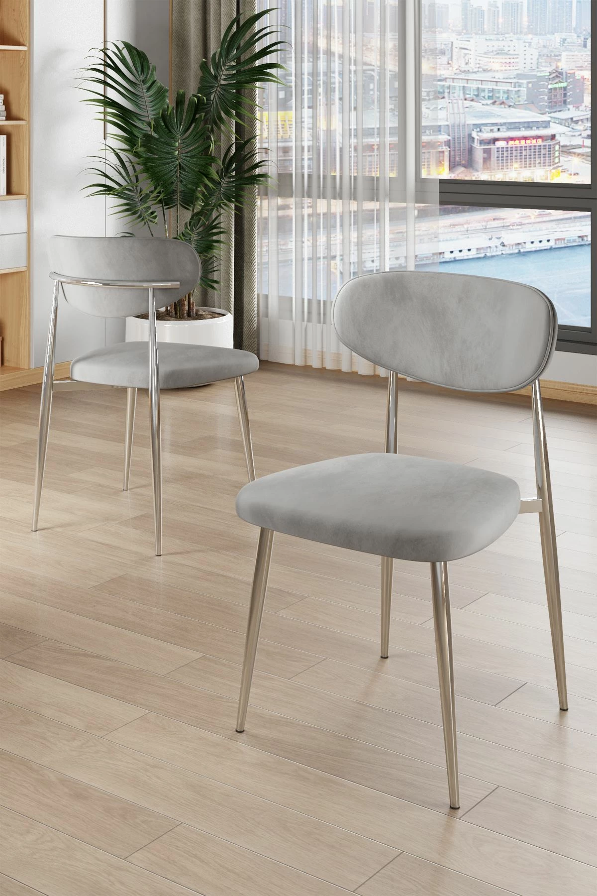 Set karrigash (6 copë), Skye Decor, ngjyrë gri, krom