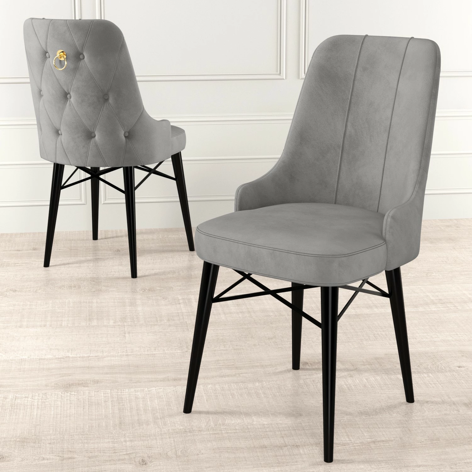 Set karrigesh (6 copë), Hanah Home, Pare, gri, e zezë