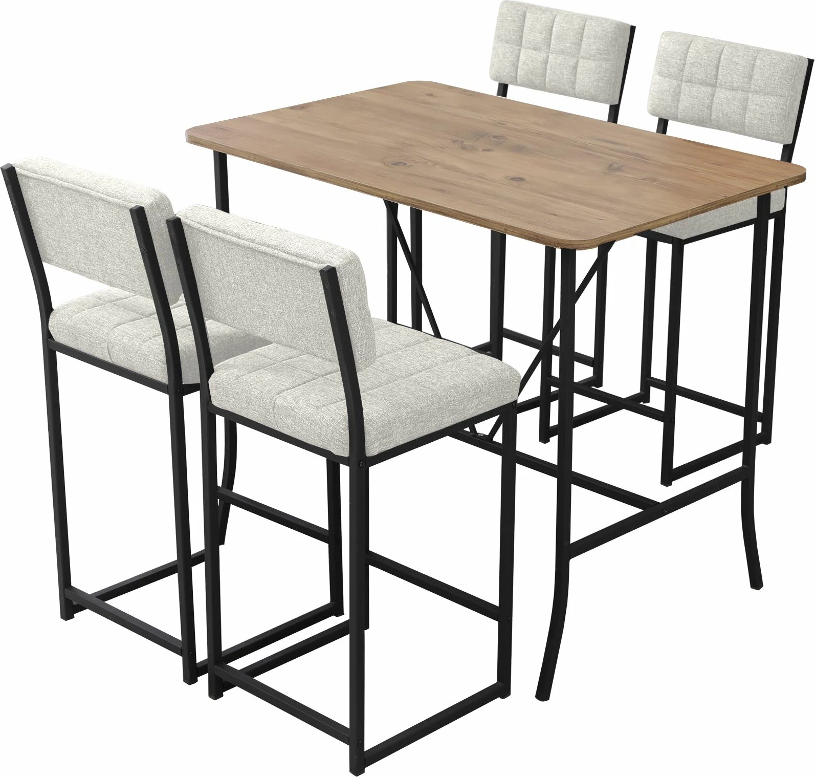 Set tavoline me karrige për bar (5 copë), Skye Decor, retro, krem, arre