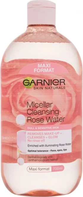 Ujë Micellar Rose Water All-in-1 për Lëkurë të Ndjeshme dhe Pa Shkëlqim Garnier Skin Naturals, 700 ml