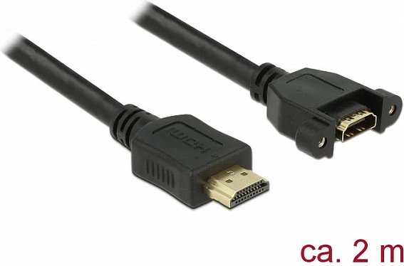 Kabllo zgjatëse HDMI DeLOCK 85464, 2 m, 4K 30Hz, Ethernet, e zezë