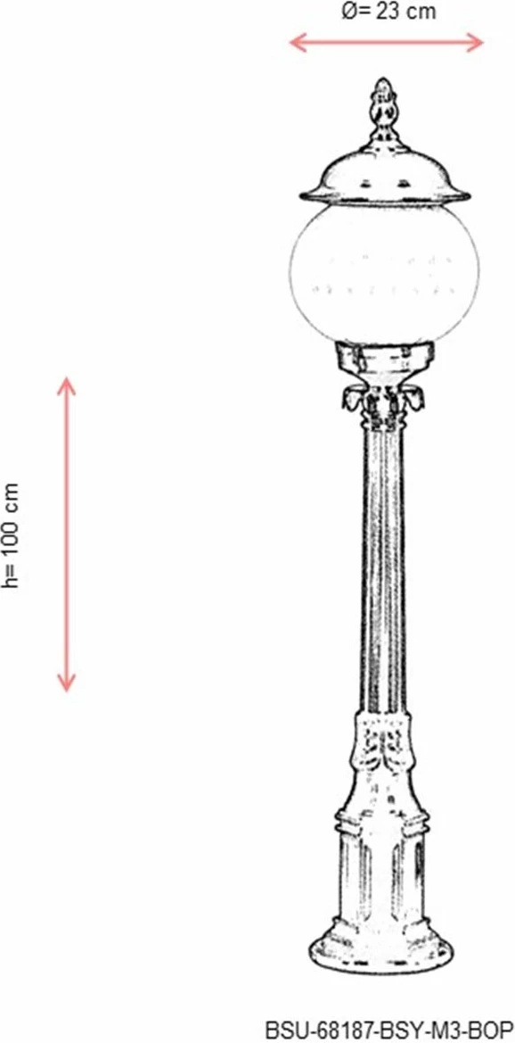 Llambë dyshemeje për jashtë, Opviq, BSU-68187-BSY-M3-BOP, e zezë