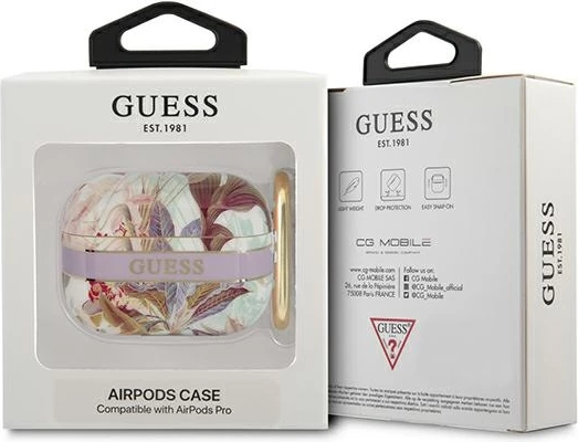 Mbështjellës Guess GUAPHHFLU për AirPods Pro, Flower Strap Collection, vjollcë