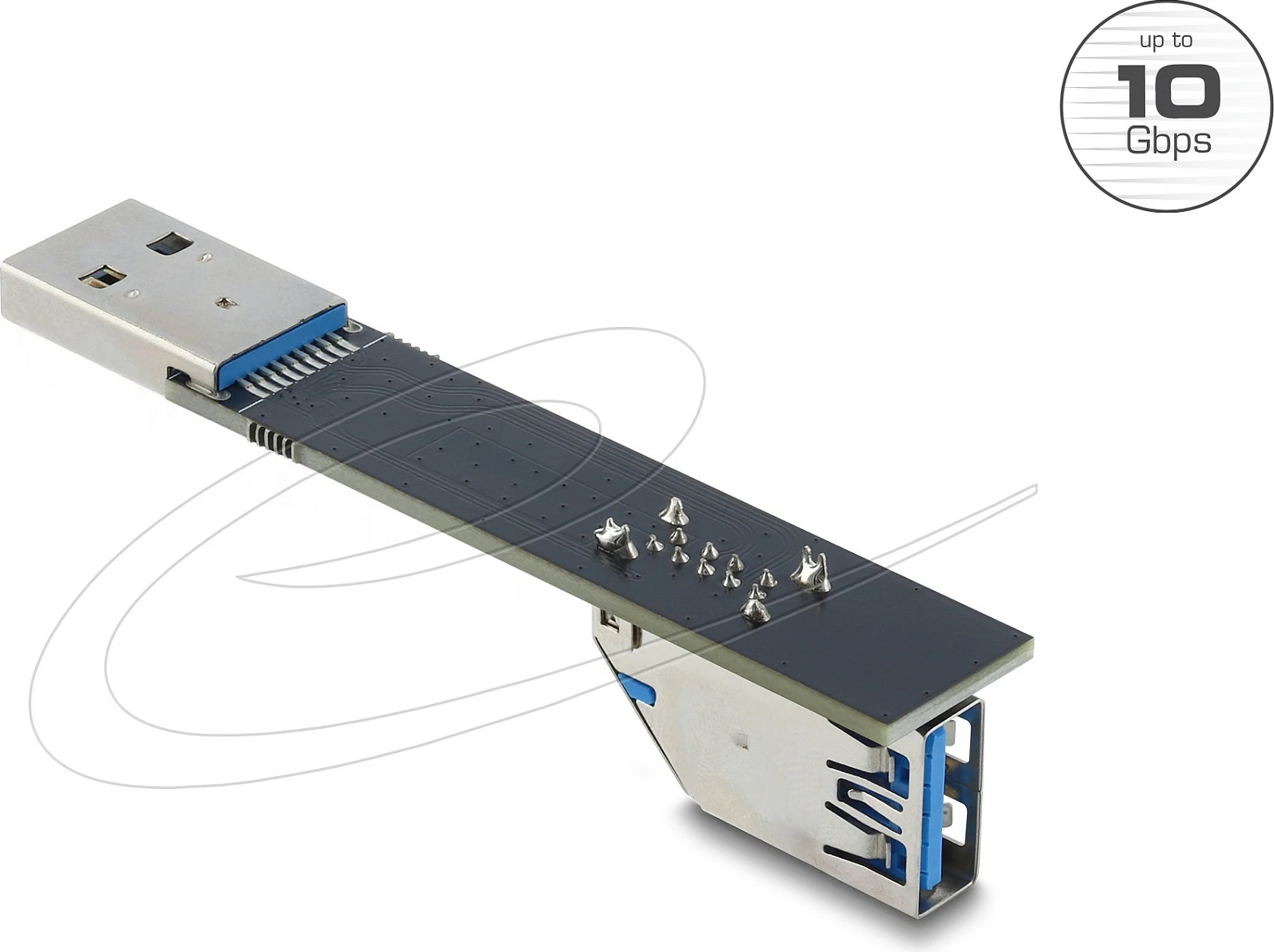 Adapter USB DeLOCK, USB Type-A femër në mashkull, 10 Gbps, 90° poshtë, i zi