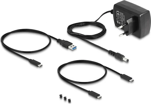 Konvertues USB-C DeLOCK për M.2 NVMe + SATA 2.5/3.5, funksion klonimi, i zi