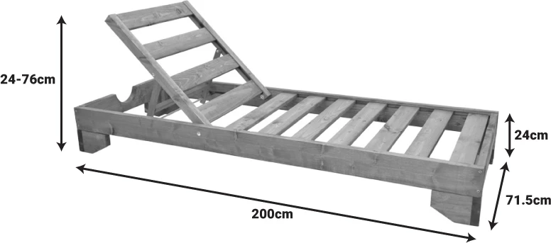 Shezlong Fendy, dru bredhi, ngjyrë arre, 71.5x200x24cm