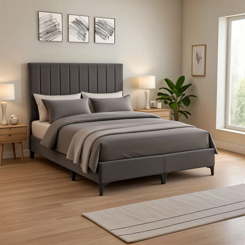 Krevat Moega, ngjyrë antracit, 160x200cm