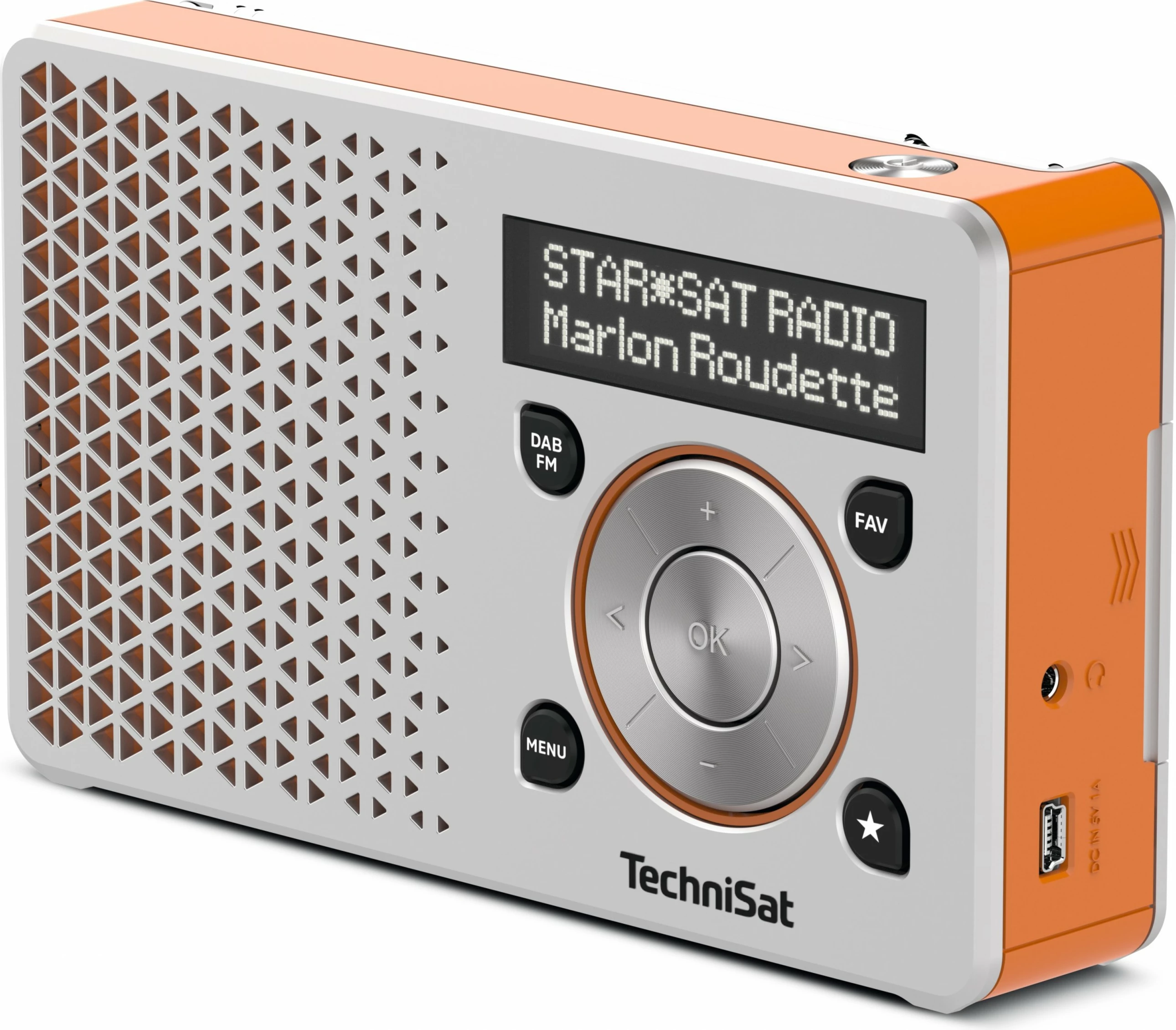 Radio digjitale TechniSat DigitRadio 1, DAB/FM, argjend/portokalli