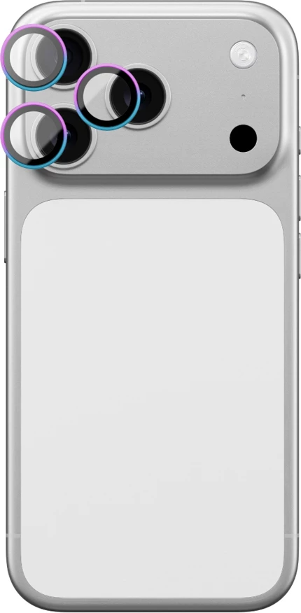 Mbrojtës xhami kamere AmazingThing Lens Glass për iPhone 17 Pro / Pro Max, kornizë alumini rainbow, Multicolour