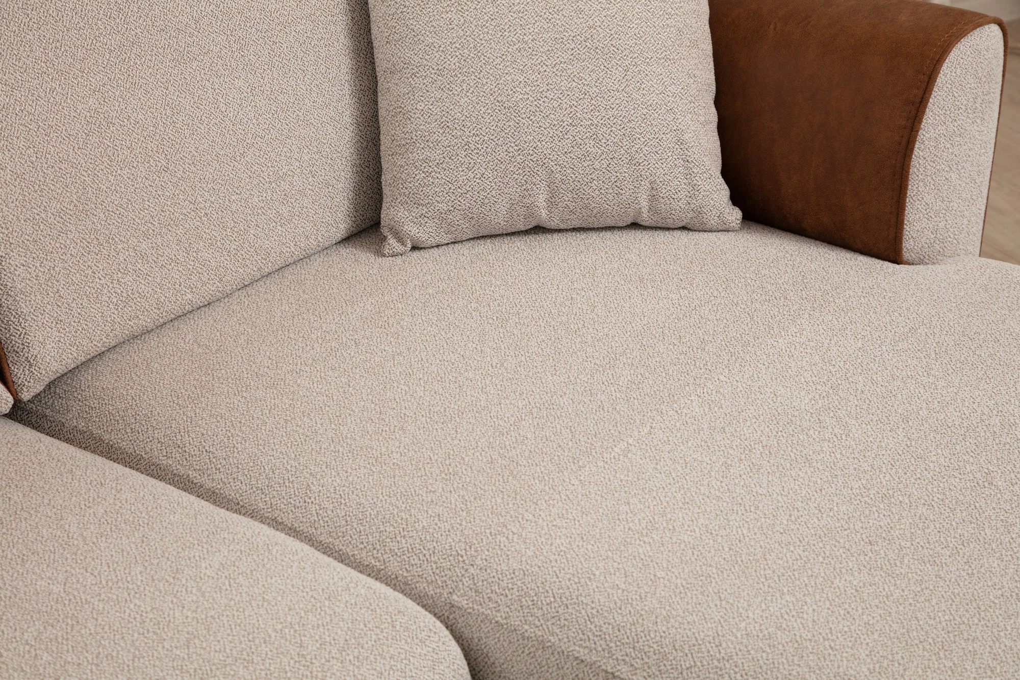 Kënd-sofë krevati Atelier del Sofa, anë e djathtë, bezhë, kanelle