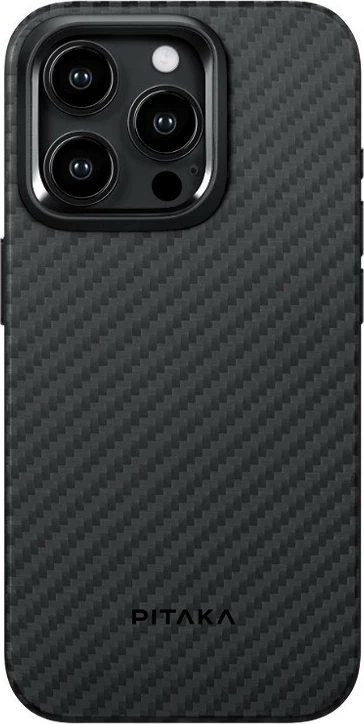 Mbështjellës Pitaka MagEZ Case Pro 4 për iPhone 15 Pro, MagSafe, MIL-STD-810H, aramid fiber/TPU, Black/Grey Twill 5