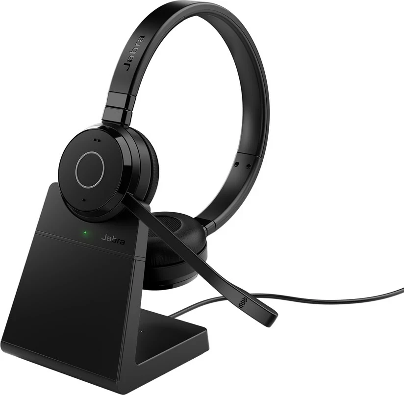 Kufje Jabra Evolve 65 TE me mikrofon, Link390a MS Stereo, me bazë karikimi, e zezë