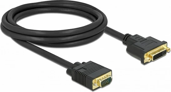 Kabllo DeLOCK DVI-A 24+5 (femër) në VGA (mashkull), 2 m, e zezë