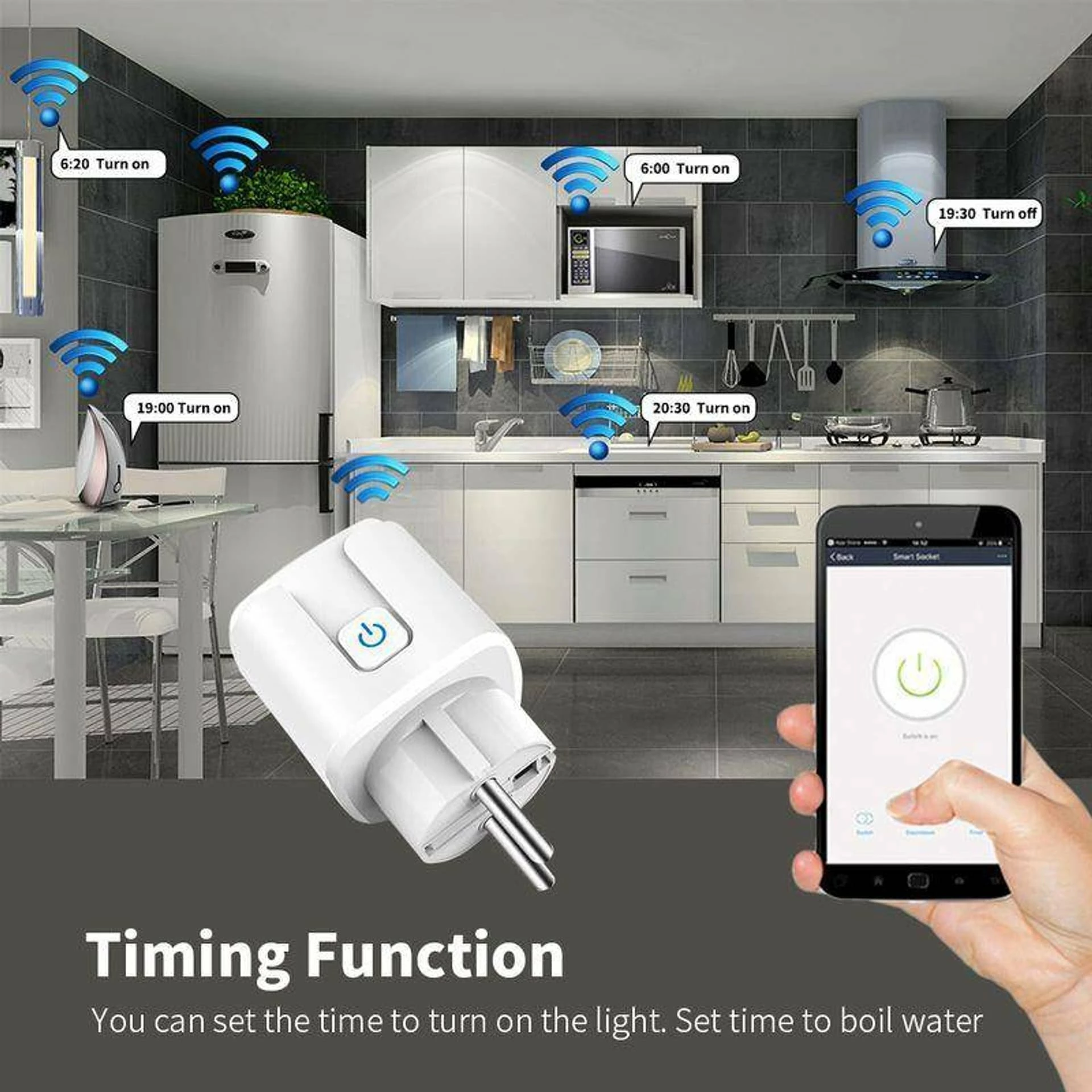 Prizë inteligjente T-Phox Smart Plug 20A, EU, e bardhë