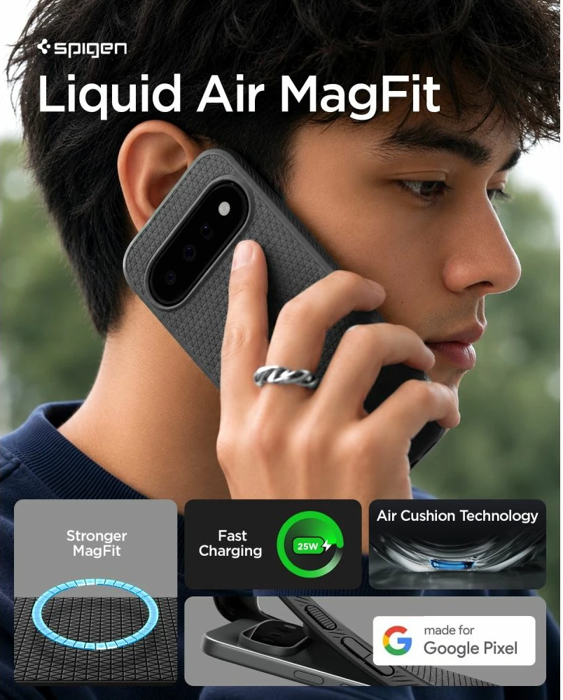 Mbështjellës Spigen Liquid Air Mag për Google Pixel 11, MagSafe, TPU, Matte Black
