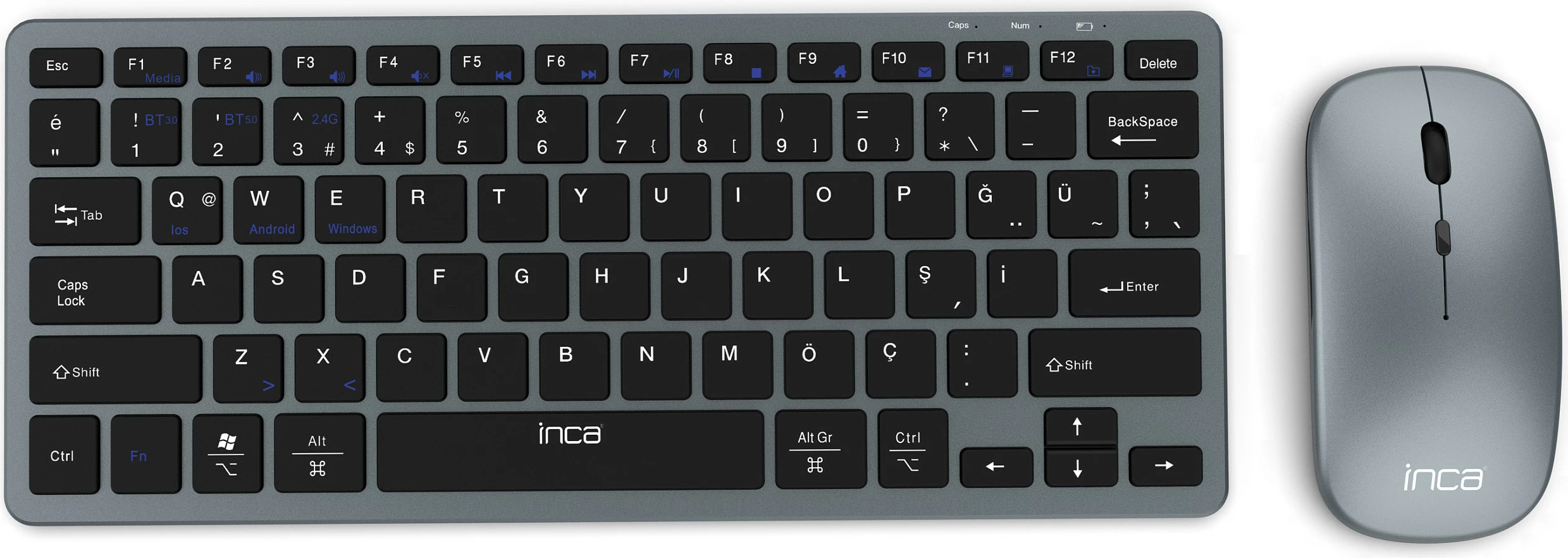 Set tastature dhe maus Inca IBK-572BT, Bluetooth 3.0/5.0, i zi