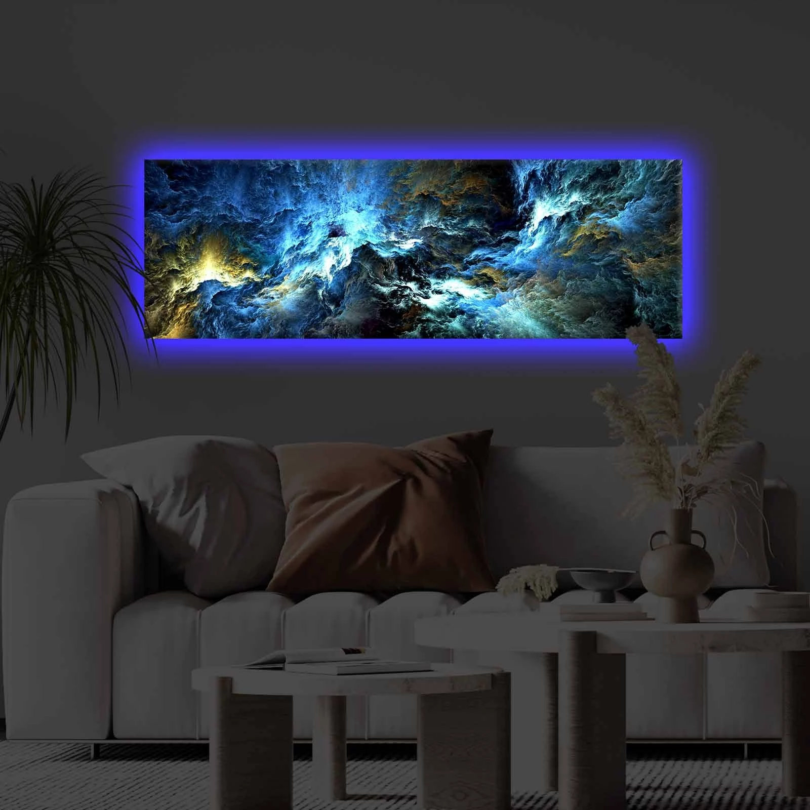 Pikturë dekorative në kanavacë me drita LED, shumëngjyrëshe, 30x90cm, 3090KTLGDACT-005