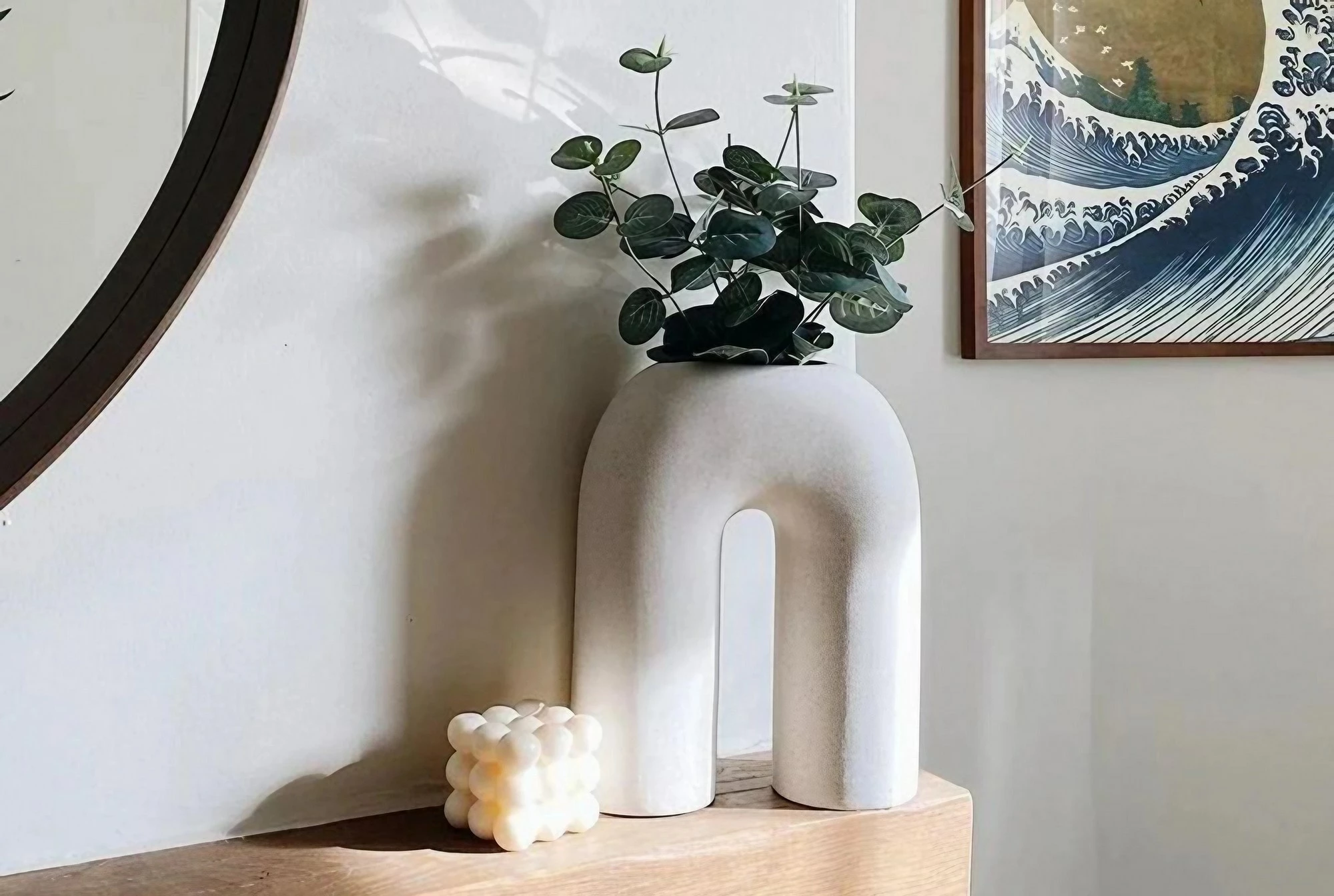 Vazo dekorative, qeramikë, ngjyrë bezhë, Evila Originals, CY0073, 16x5x20cm