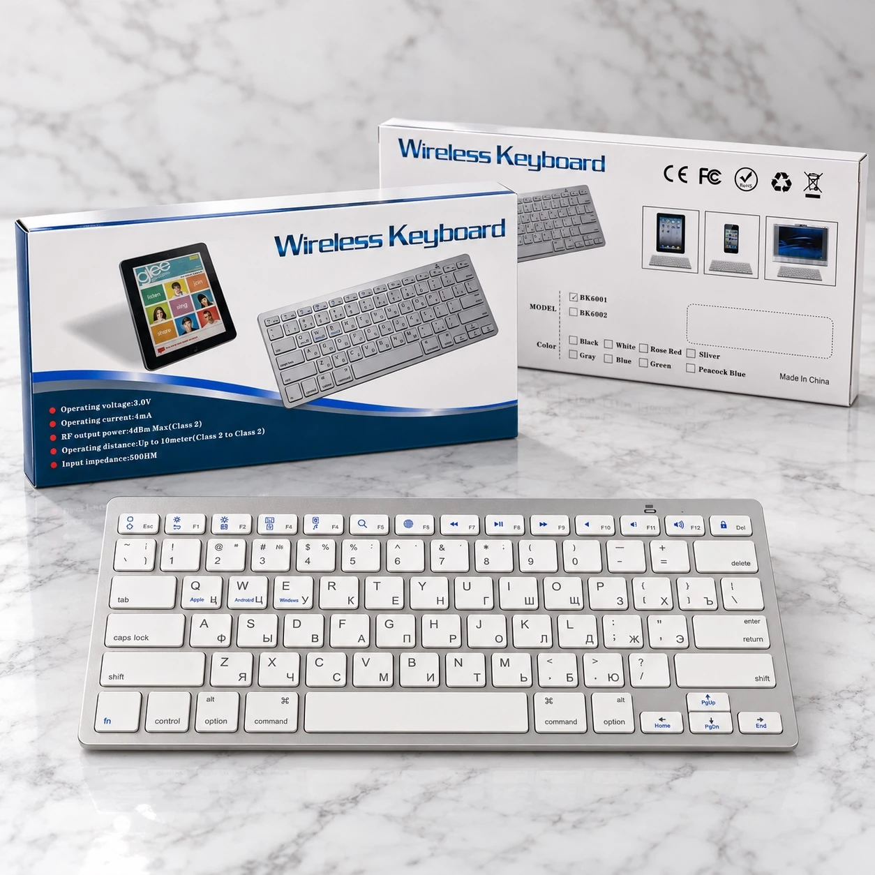 Tastierë Wireless Kompakte QWERTY – E Bardhë me Argjend 2