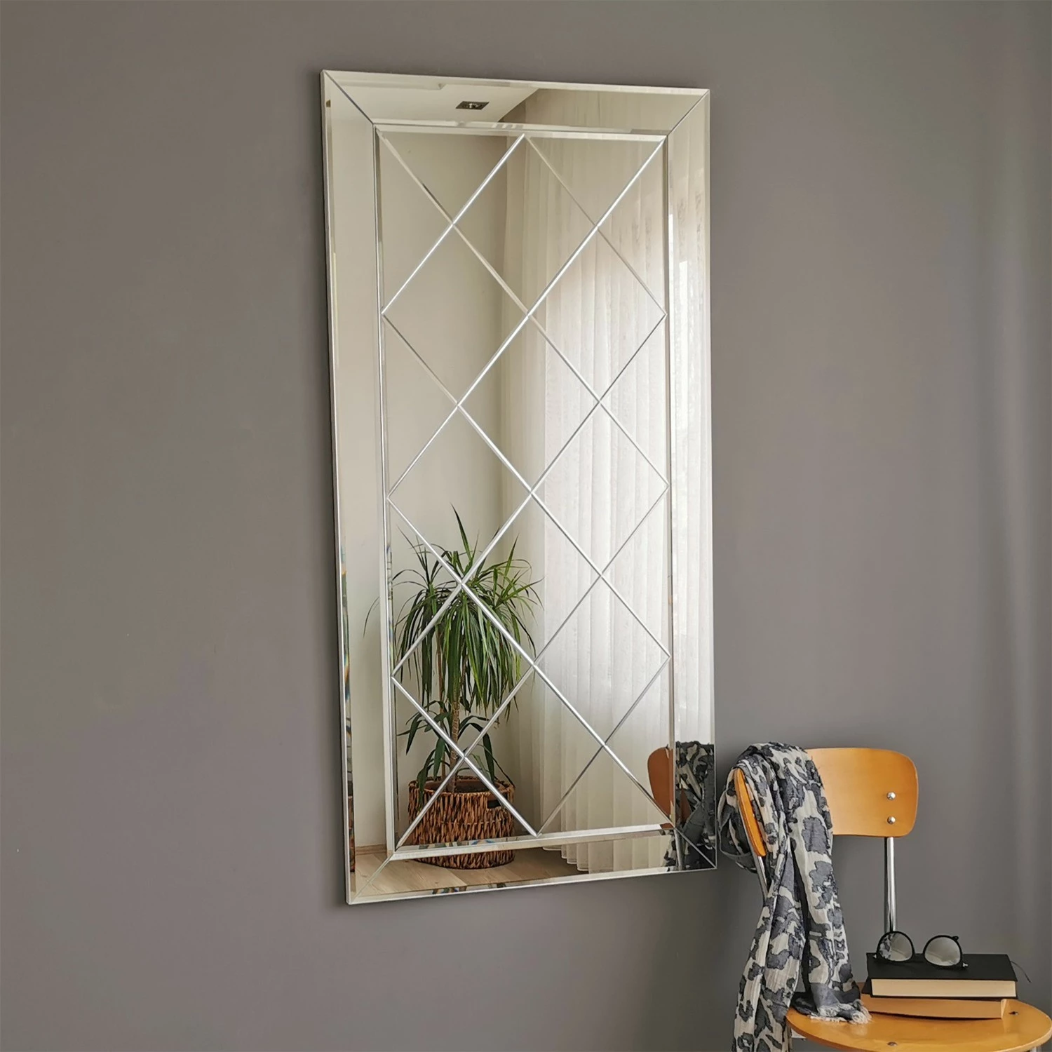 Pasqyrë Hanah Home, A306D, ngjyrë argjendi, 65x130cm