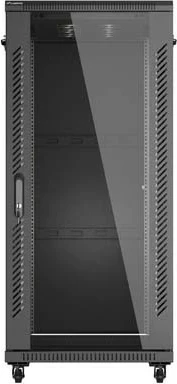 Kabinet rack LANBERG 19" 27U 600x1000mm, derë xhami, i zi