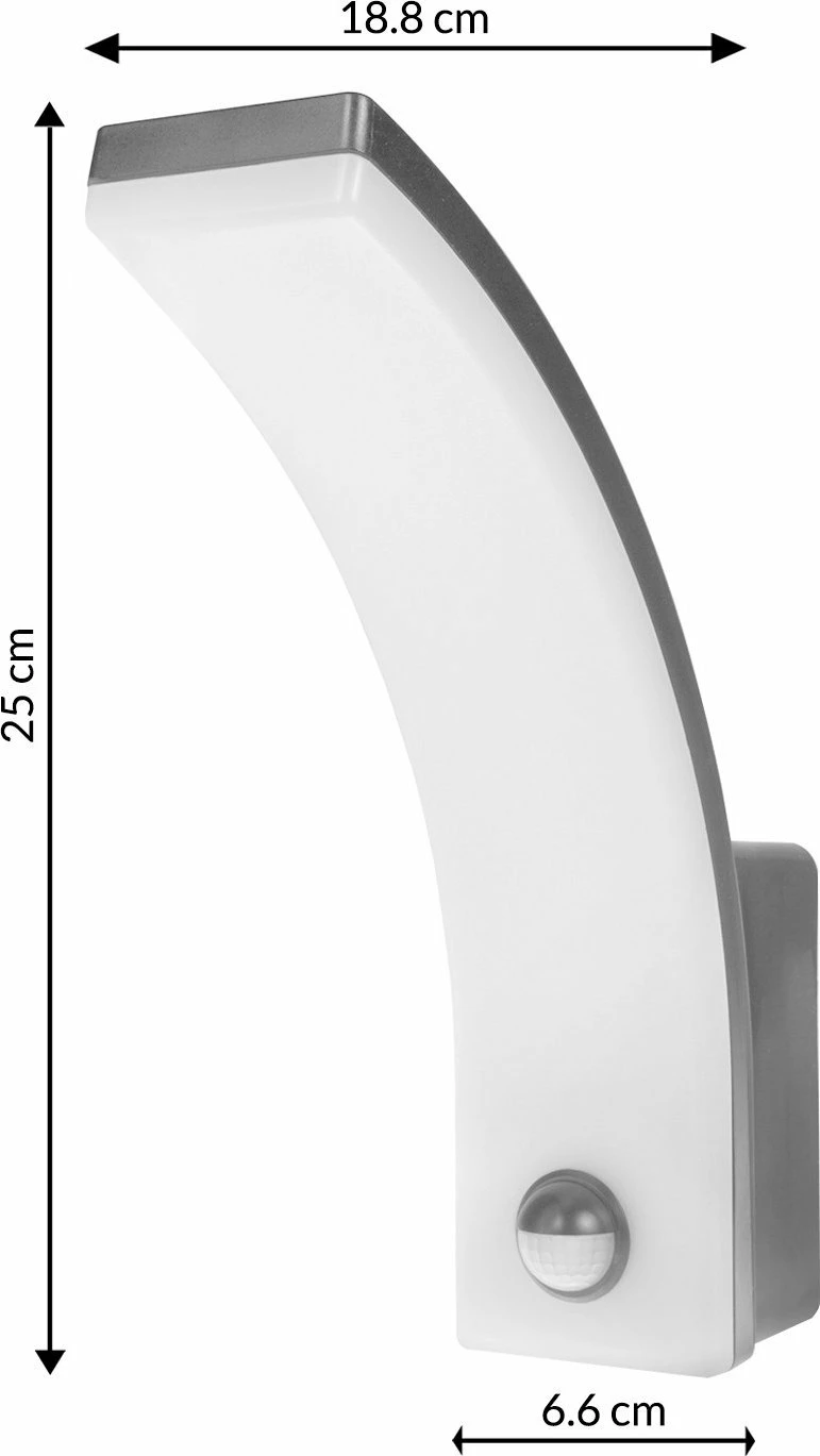 Lampë muri LED me sensor lëvizjeje Maclean MCE512 GR 20W 2000 lm IP65 4000K, gri
