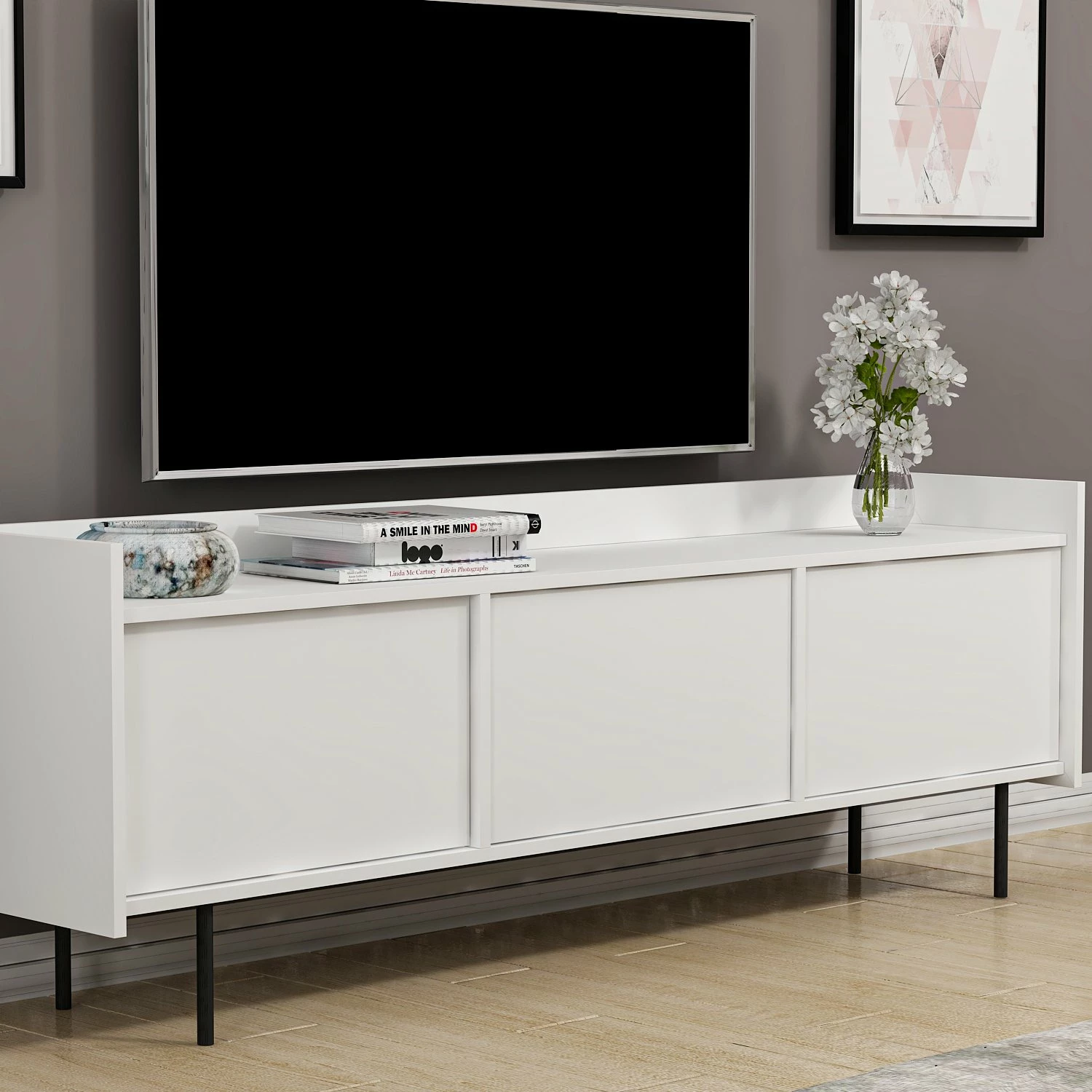 Komodë TV Hanah Home, Atlas, e bardhë