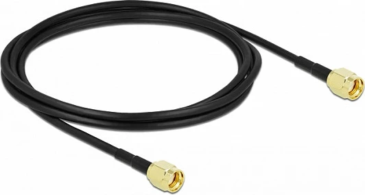 Kabllo antene DeLOCK LMR100 RP-SMA (M) në RP-SMA (M), 2 m, low loss, e zezë