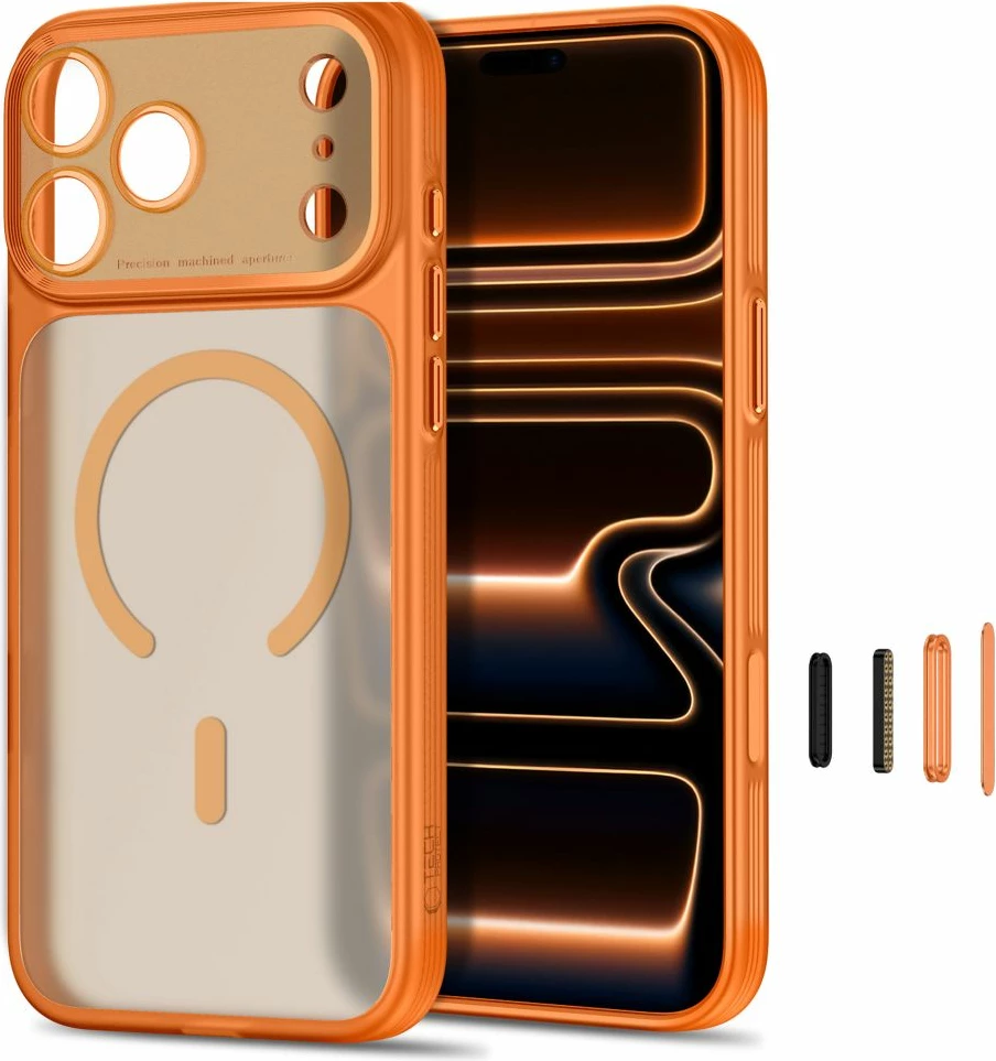 Mbështjellës Tech-Protect MagPrime MagSafe CC për iPhone 18 Pro / 17 Pro, MagSafe, Camera Cover, portokalli mat, 1 copë