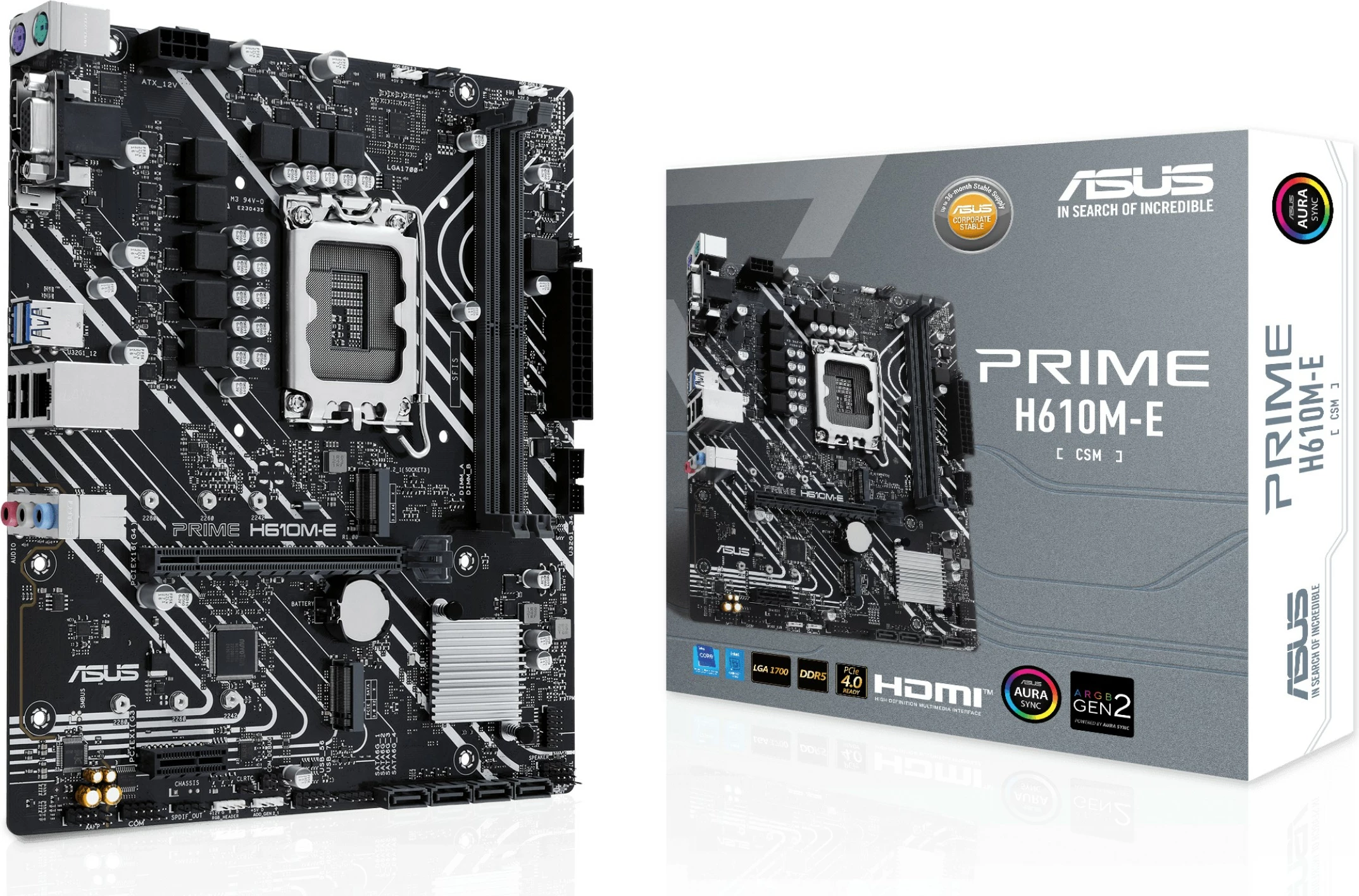Pllakë amë ASUS PRIME H610M-E-CSM, Intel, LGA 1700, DDR5, 96 GB