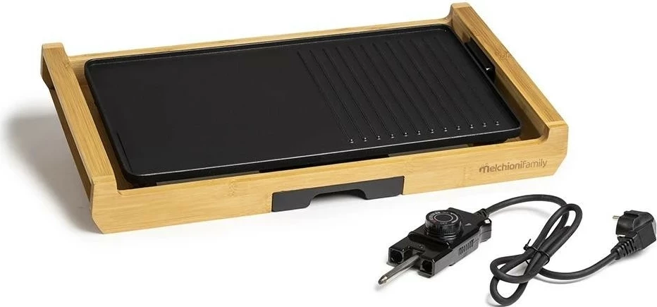 Grill tavoline elektrik Melchioni Bamboo Grill 118380030, 1800W, bambu, kafe