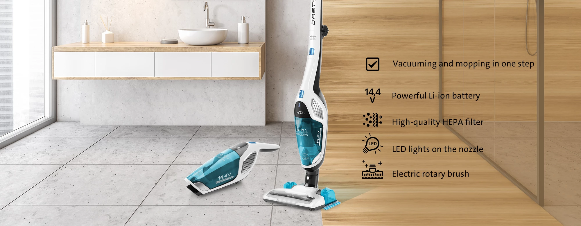 Fshesë Me Bateri Eta Dasty AquaPlus ETA344790010