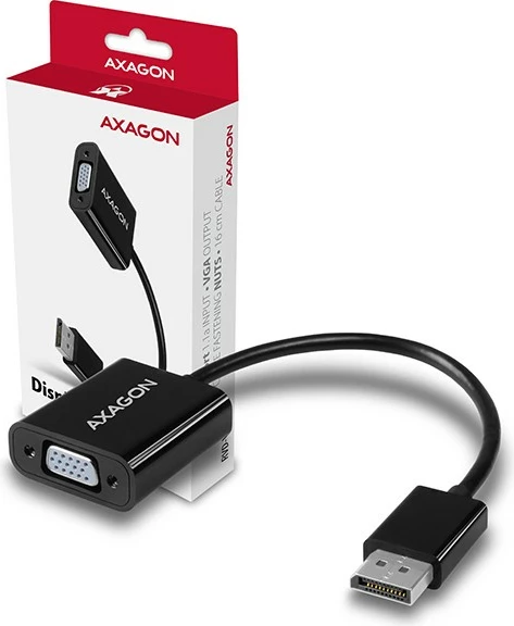 Adapter AXAGON RVD-VGN DisplayPort në VGA, FullHD, i zi