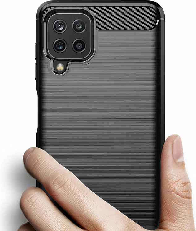 Mbështjellës Hurtel Carbon Case për Samsung Galaxy A22 4G, i zi