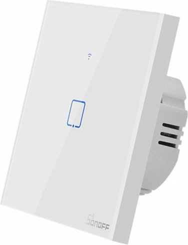 Switch i mençur muror Wi‑Fi + RF433, SONOFF T1EU1C-TX, 1-kanal (EU), i bardhë