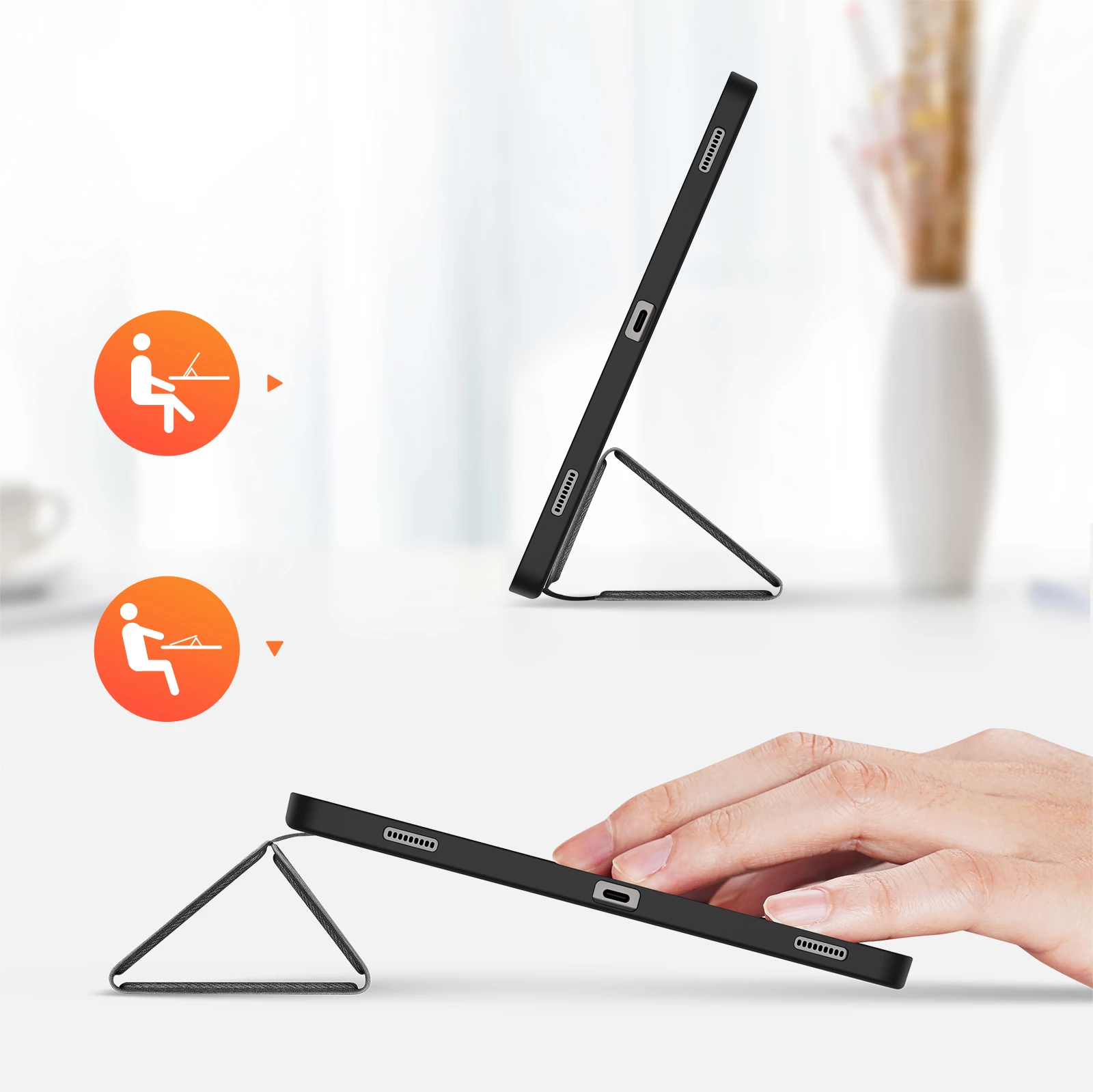 Mbështjellës tablet Dux Ducis Domo për Samsung Galaxy Tab S10+, S9+, S9 FE+, ECO lëkurë PU, me stand dhe kapak, e zezë