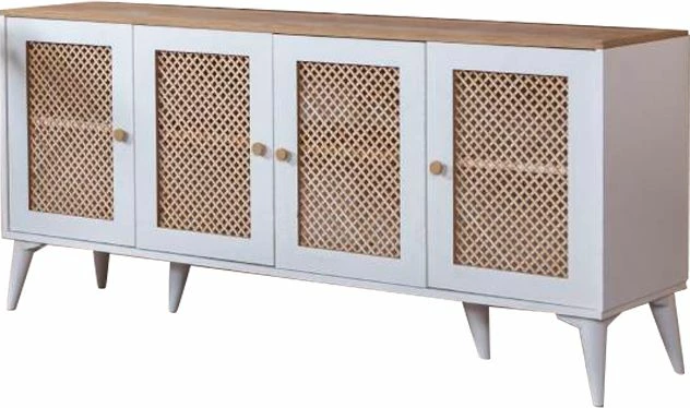 Konsol Skye Decor, ngjyrë e bardhë dhe lis, Goose