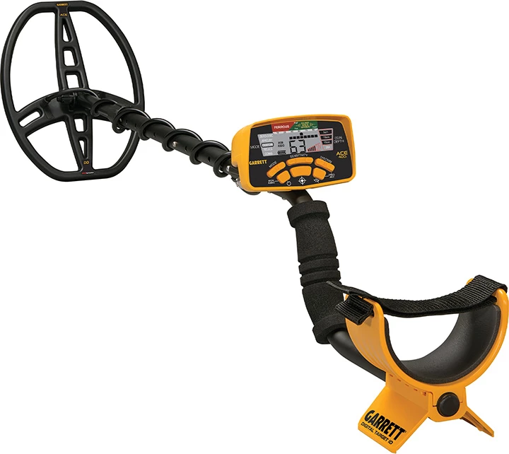 detektor metali Garrett ACE 400i 10 kHz i rregullueshëm, spirale DD 8.5" x 11", me kufje dhe aksesorë, e verdhë/zezë