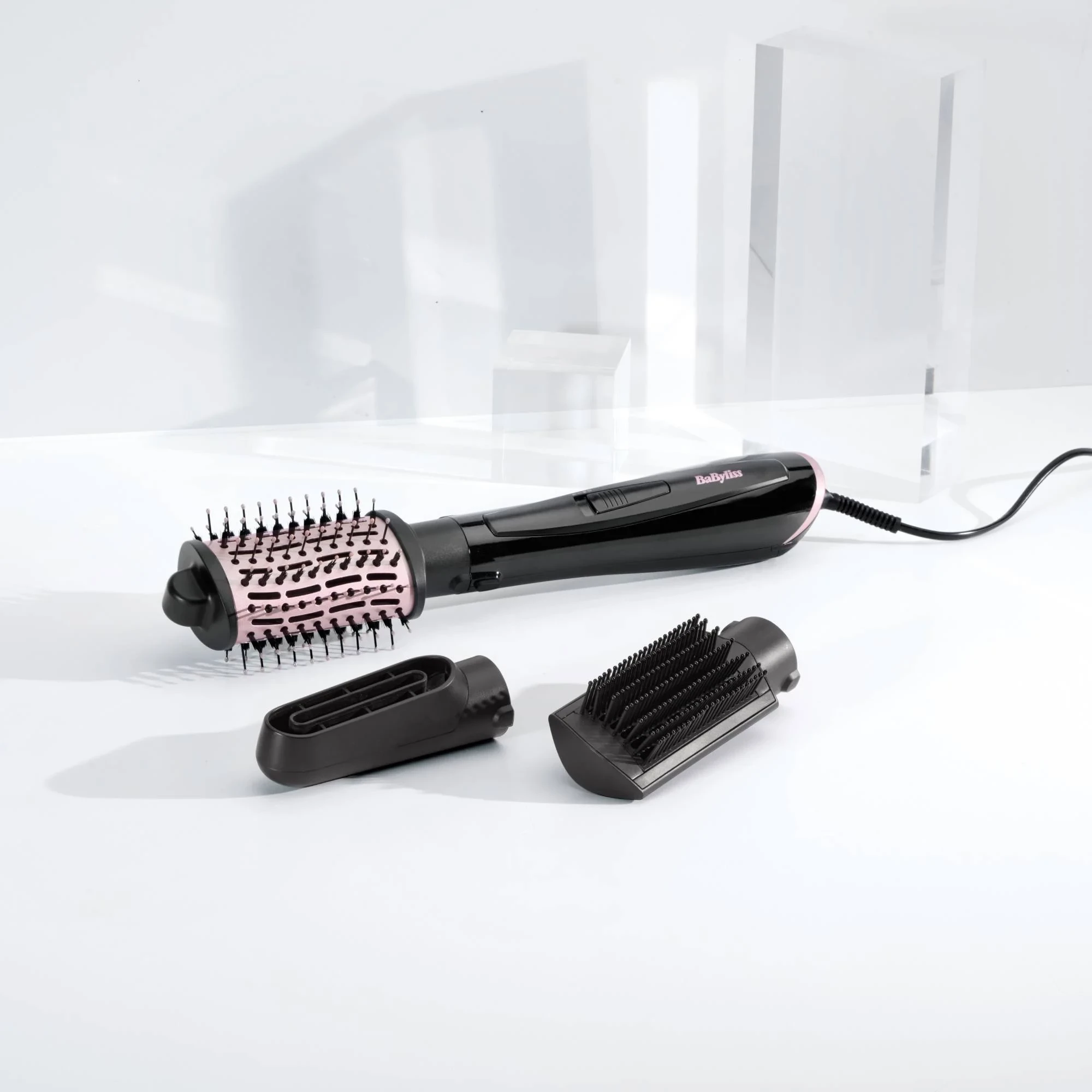 Furçë ajri e nxehtë BaByliss AS128E 1000W, 3 aksesorë, e zezë/rozë